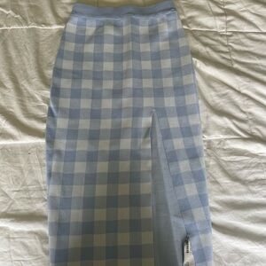 Gianni Bini Blue Gingham Midi Skirt
